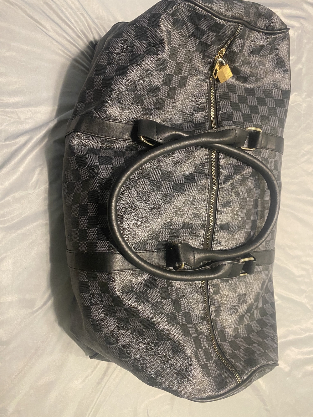 Authentic Louis Vuitton Keepall Bandoulière Duffle Bag – Damier Graphite